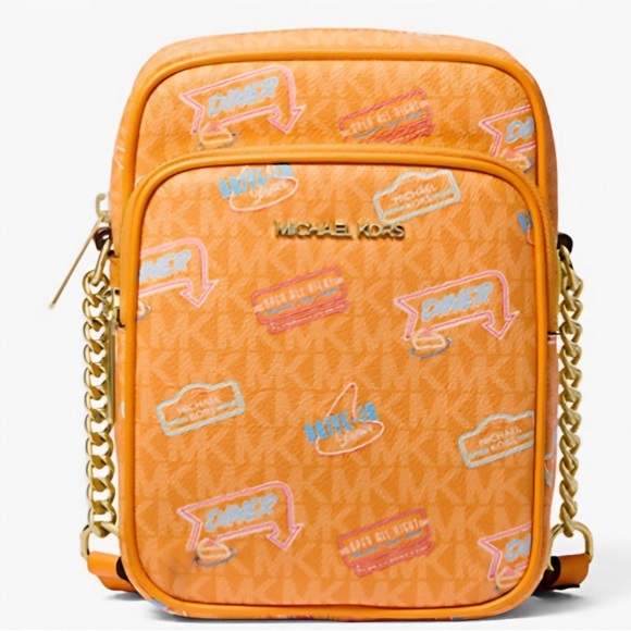 Michael Kors Handbags - Michael Kors Orange Jet Set Crossbody Bag with patches. Brand New NWT $398 MRSP